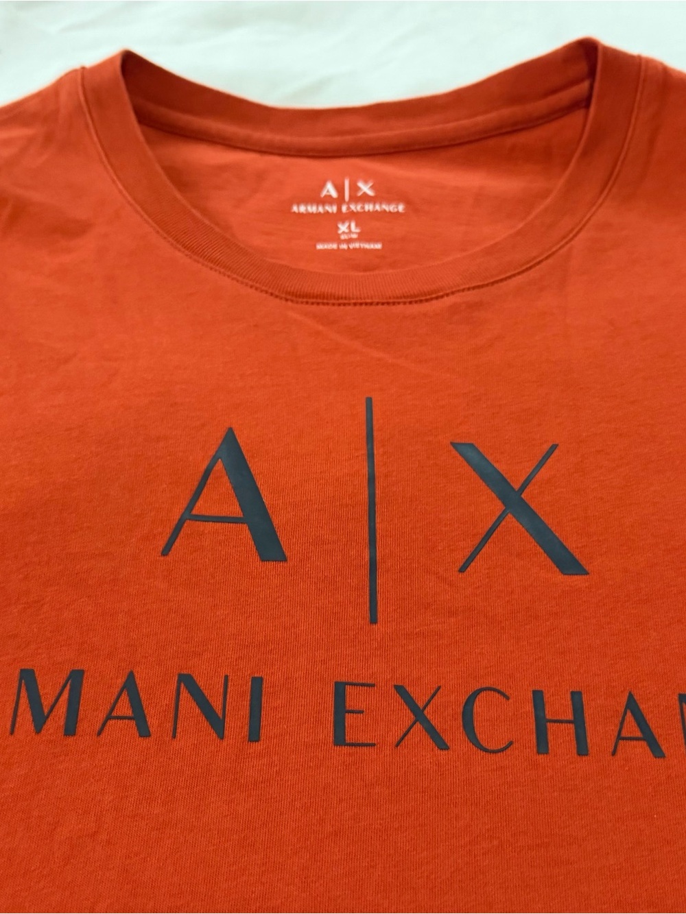 Armani Exchange Orange Crewneck Tee with Dark Logo